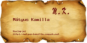 Mátyus Kamilla névjegykártya